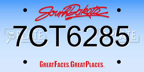 7CT6285 South Dakota License Plate