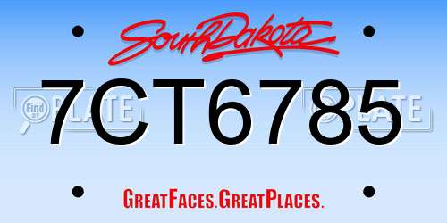 7CT6785 South Dakota License Plate