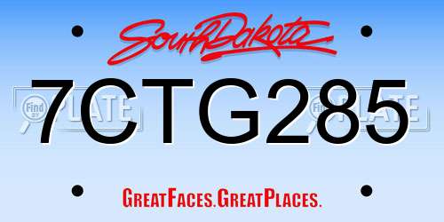 7CTG285 South Dakota License Plate