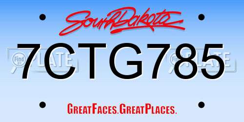 7CTG785 South Dakota License Plate
