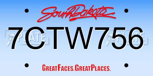 7CTW756 South Dakota License Plate