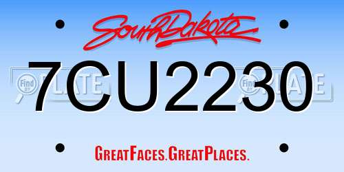 7CU2230 South Dakota License Plate
