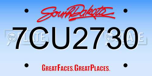 7CU2730 South Dakota License Plate