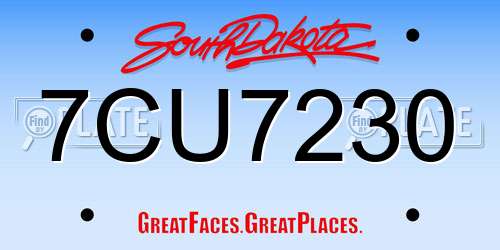 7CU7230 South Dakota License Plate