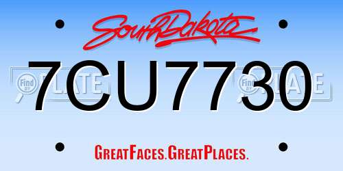 7CU7730 South Dakota License Plate
