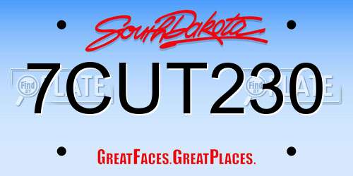 7CUT230 South Dakota License Plate
