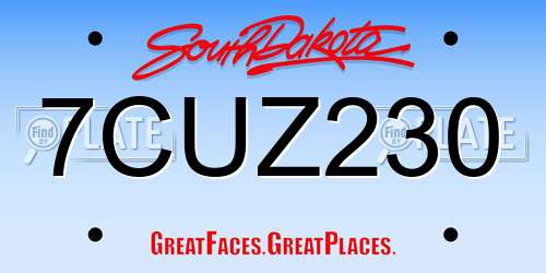 7CUZ230 South Dakota License Plate