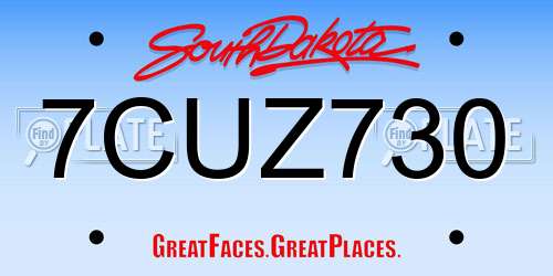 7CUZ730 South Dakota License Plate