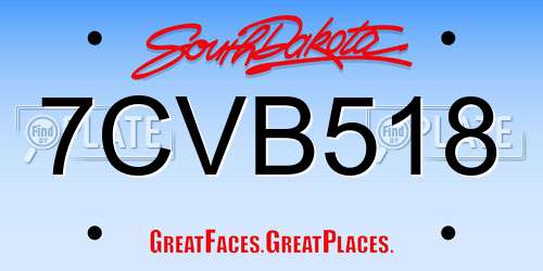 7CVB518 South Dakota License Plate