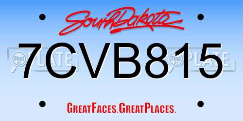 7CVB815 South Dakota License Plate