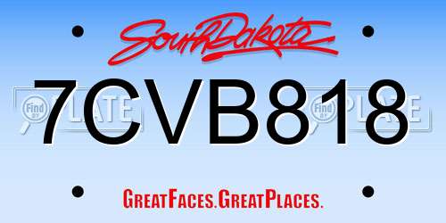 7CVB818 South Dakota License Plate