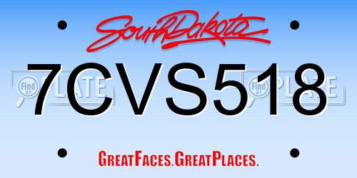 7CVS518 South Dakota License Plate