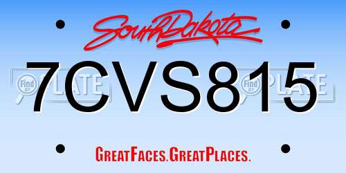 7CVS815 South Dakota License Plate