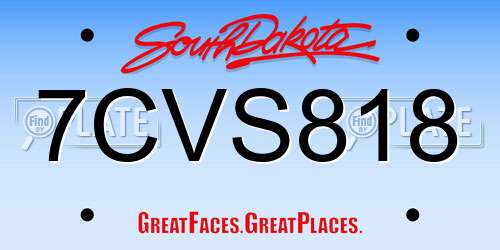 7CVS818 South Dakota License Plate