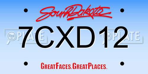 7CXD12 South Dakota License Plate