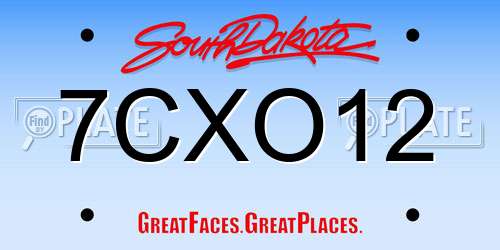 7CXO12 South Dakota License Plate