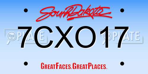 7CXO17 South Dakota License Plate