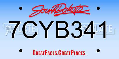 7CYB341 South Dakota License Plate
