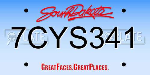 7CYS341 South Dakota License Plate