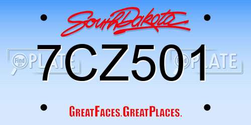 7CZ501 South Dakota License Plate
