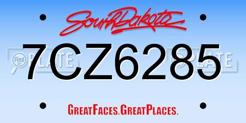 7CZ6285 South Dakota License Plate
