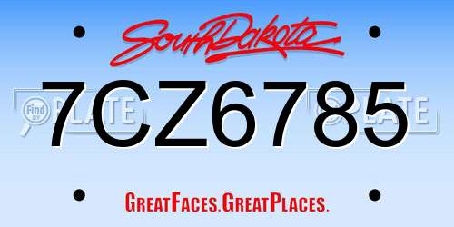 7CZ6785 South Dakota License Plate