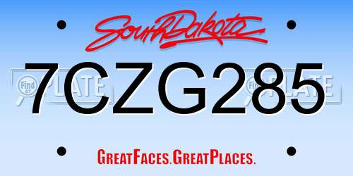 7CZG285 South Dakota License Plate