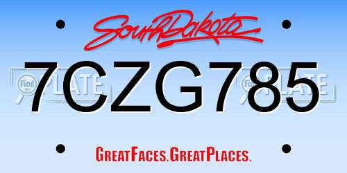 7CZG785 South Dakota License Plate