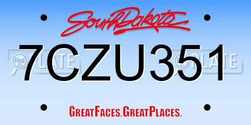 7CZU351 South Dakota License Plate