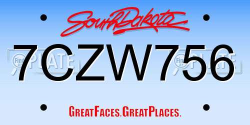 7CZW756 South Dakota License Plate