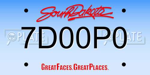7D00P0 South Dakota License Plate