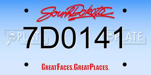 7D0141 South Dakota License Plate