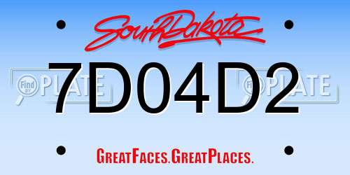 7D04D2 South Dakota License Plate
