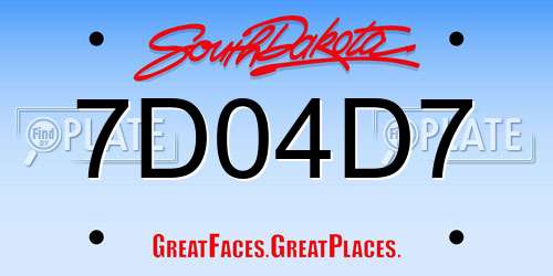 7D04D7 South Dakota License Plate