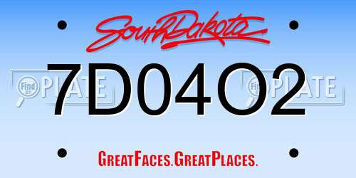 7D04O2 South Dakota License Plate
