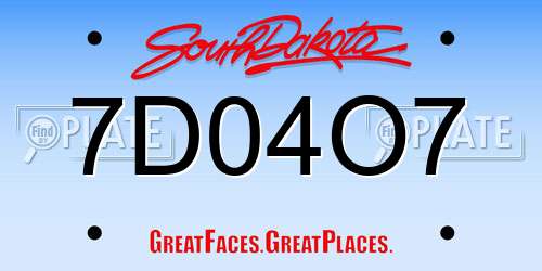 7D04O7 South Dakota License Plate