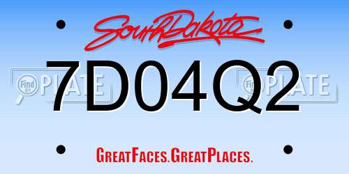 7D04Q2 South Dakota License Plate
