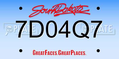 7D04Q7 South Dakota License Plate