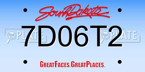 7D06T2 South Dakota License Plate