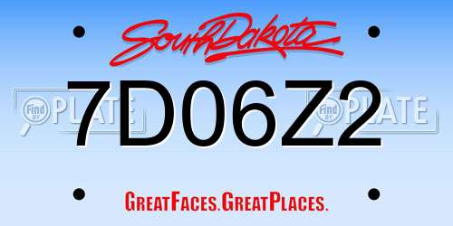 7D06Z2 South Dakota License Plate