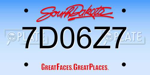 7D06Z7 South Dakota License Plate
