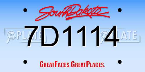 7D1114 South Dakota License Plate