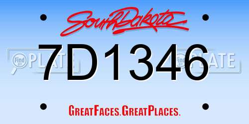7D1346 South Dakota License Plate