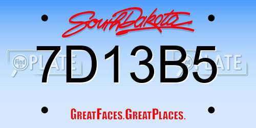 7D13B5 South Dakota License Plate