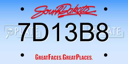 7D13B8 South Dakota License Plate