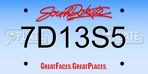 7D13S5 South Dakota License Plate