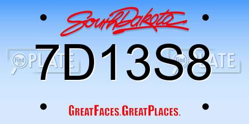 7D13S8 South Dakota License Plate