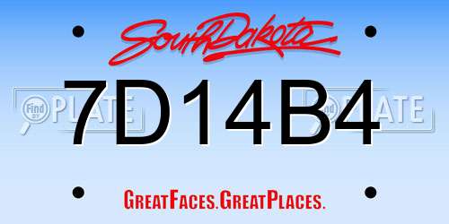 7D14B4 South Dakota License Plate