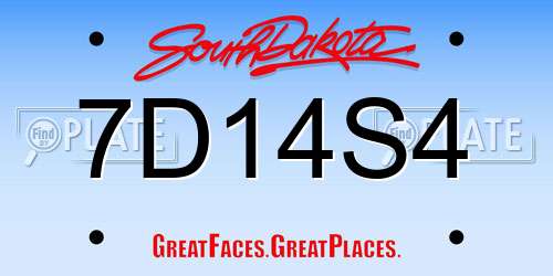 7D14S4 South Dakota License Plate