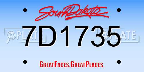 7D1735 South Dakota License Plate